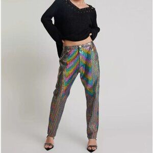 NWT ONE TEASPOON RAINBOW SEQUIN BANDITS RELAXED JEANS SIZE 32